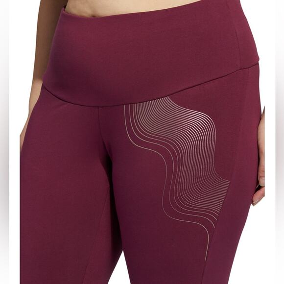 NWT Adidas Plus Size Athletic Leggings Ankle Length Gold Metallic Accent 3X - Picture 3 of 4